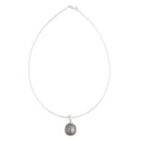 CULTURED PEARL AND DIAMOND PENDANT NECKLACE