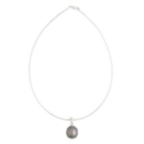 CULTURED PEARL AND DIAMOND PENDANT NECKLACE