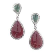 TOURMALINE AND DIAMOND PENDENT EARRINGS