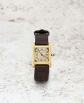 Cartier. A very rare and early in production 18K gold manual wind wristwatch Tank Normale, Circ...