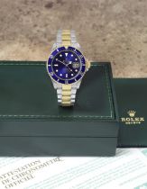 Rolex. A fine stainless steel and gold automatic calendar bracelet watch Submariner, Ref: 16613...