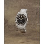 Rolex. A fine and rare stainless steel automatic bracelet watch with gilt dial Submariner, Ref:...