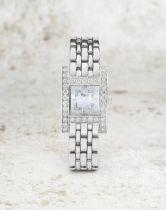 Chopard. A fine lady's 18K white gold diamond set quartz bracelet watch with mother of pearl dia...
