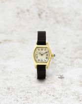 Cartier. A rare and early lady's 18K gold manual wind tonneau form wristwatch Tortue, Ref: 3457...