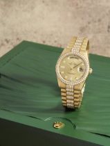 Rolex. A fine 18K gold diamond set automatic calendar bracelet watch Day-Date, Ref: 118348, Pur...