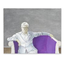 Pierre Le-Tan (French, 1950-2019) David Rowlandson Preston assis sur un canap&#233; violet