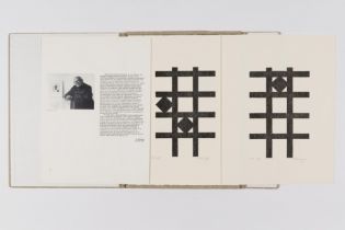 JO DELAHAUT (1911-1992) Jo Delahaut, 1990 Portfolio entoil&#233; avec 6 gravures sur bois. Sign...
