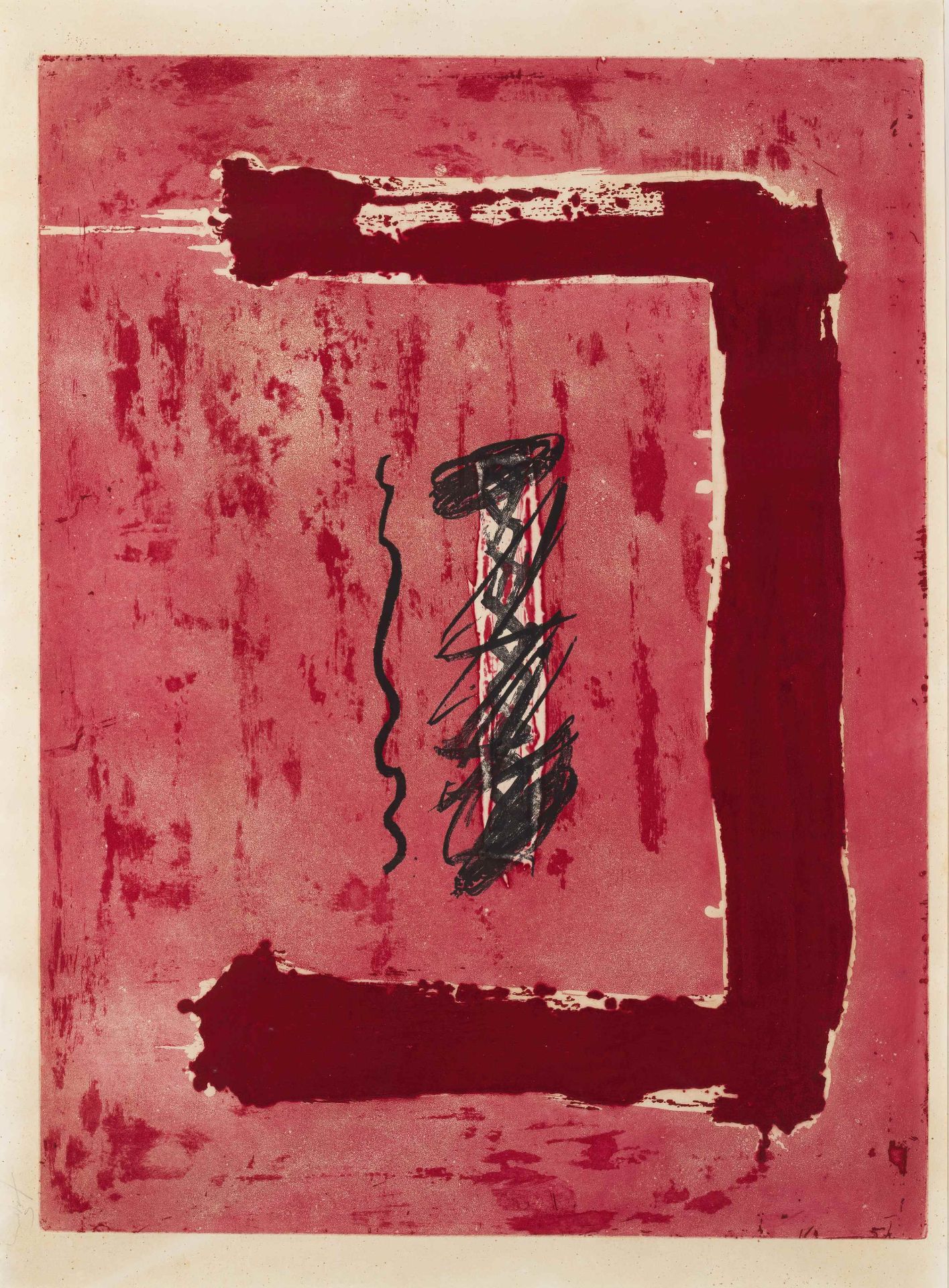 ANTONI T&#192;PIES (1923-2012) Pont, 1981 Aquatinte, r&#233;sine et carborundum. Sign&#233; et ...