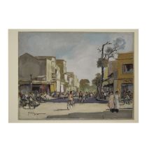 Le Van Xuong (Vietnamese, 1917-1988) Ph&#7889; H&#224;ng Da street in Hanoi