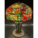 A Large Tiffany inspired mushroom table lamp. [73cm high]