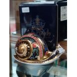 Limited edition Royal crown Derby Golden Snail with stopper & box