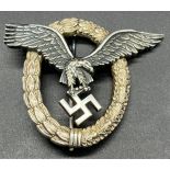 WW2 German Luftwaffe Pilots badge, C.E. Juncker Berlin SW68 Stamped to the back of the eagle