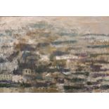 Framed oil on canvas depicting coastal village scene, Signed MNP '62. [6x90cm]