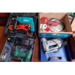 A lot of tools to include Bosch drill, Wickes saw, Black & Decker etc