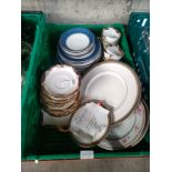 Box of Victorian tea ware includes Grosvenor china etc