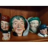 Collection of 5 Royal Doulton Toby jugs includes The fortune teller , the base ball player , auld