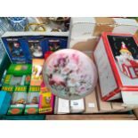Box of collectable figures and collectors plates with boxes etc