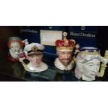 Collection of Royal Doulton Toby jugs includes Armanda Elizabeth the 1st of England & Edward the 7th