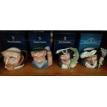 4 Large Royal Doulton Toby jugs includes Scara Mouche, The Golfer , Captain hook and farmer John