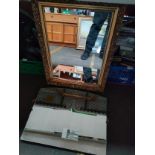 Gilt framed mirror together with other