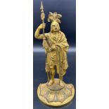 Antique warrior Indian Chief Girandole, Made from bronze with a gilt/ gold finish. [25cm high]