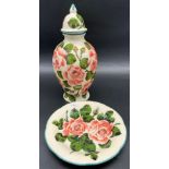 Griselda Hill Pottery [Wemyss Ware] lidded preserve pot/ vase in Cabbage Rose design. Together
