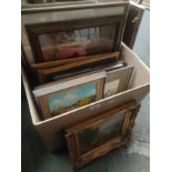 Box of art works includes oil paintings etc