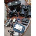 Selection of binoculars and cameras etc
