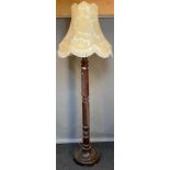 19th century carved floor standing lamp. comes with shade [180cm high]