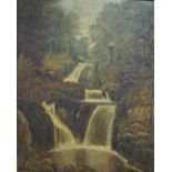 Oil on canvas 'Pecca Falls, Ingleton' By artist Edward Priestley [80x68cm]