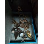 Box containing a quantity of antique fixtures and fittings.