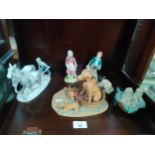 Shelf of collectables to include Royal Doulton figures Jack and Jill