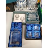 Selection of crystal/ glass ware to include Edinburgh castle etched decanter etc