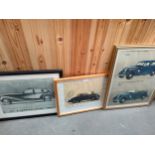 3 old car advertisements framed