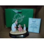 Royal Doulton Beatrix potter Mrs bunny and the four bunnies group figure with plinth and box