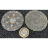 A Lot of three 19th century middle east ornate plaques, silver, brass and copper designs. Showing