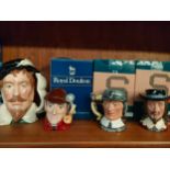 Large Royal Doulton Toby jug sir Francis Drake together with 3 small Doulton Toby jugs includes