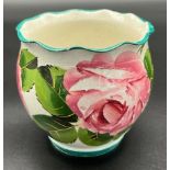 Antique Wemyss ware cabbage rose design pot pourri vase. [10cm high]