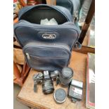 Pracktica camera with lenses flash and bag etc