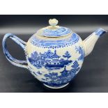 19th century blue and white teapot design in an oriental manner. [As Found]