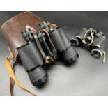 Two pair of vintage binoculars to include makers Charles Frank 10x50 with leather case and WW2
