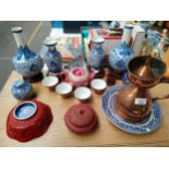 Selection of oriental collectables includes vases etc