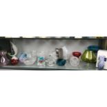Large Shelf of art glass and crystal etc