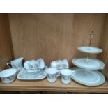 Copeland Spode milk wood pattern tea service together with cake stand