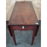 19th century drop end table, the extending rectangular top above a frieze drawer raised on square