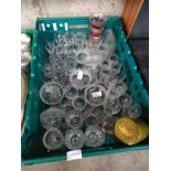 Large box of Vintage and Victorian crystal and glass ware