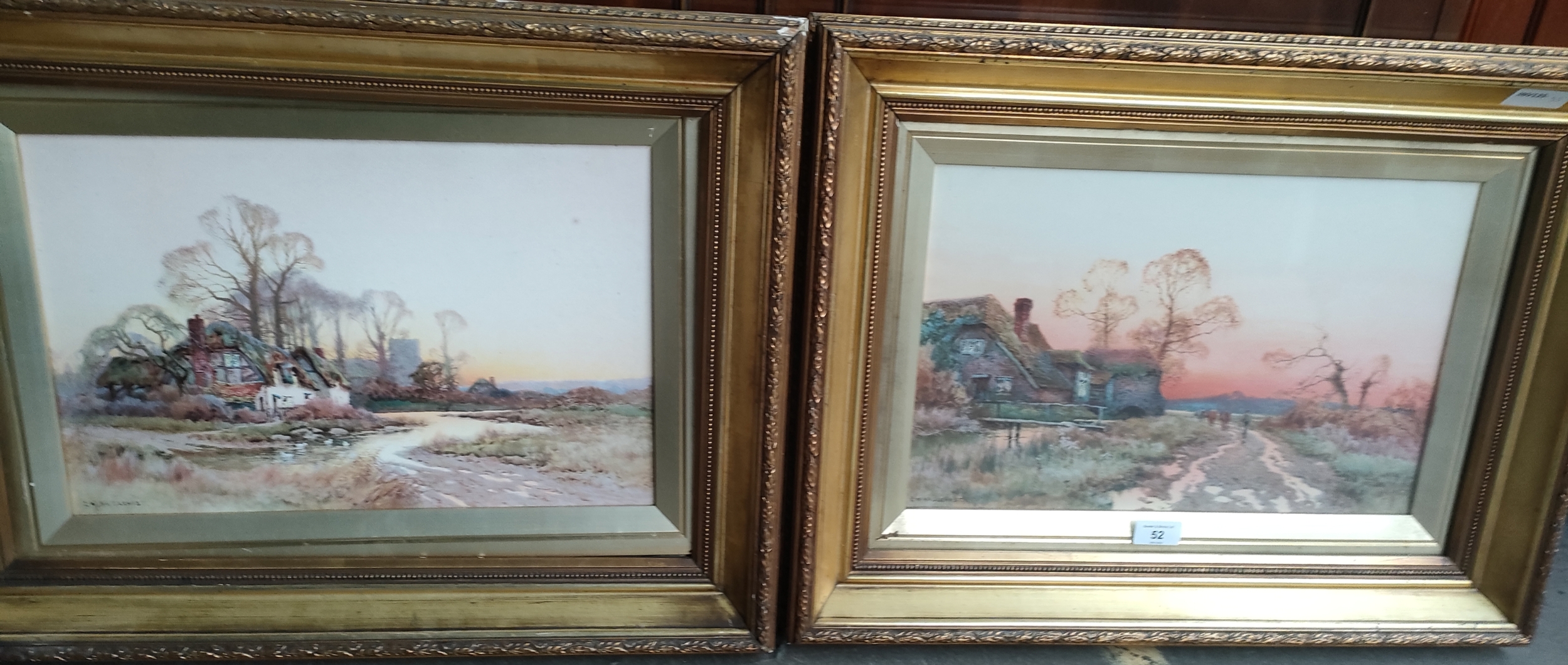 Pair of 19th century countryside pictures set in gilt framing signed by EW Kaslehust