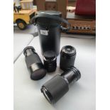 Selection of various camera lenses
