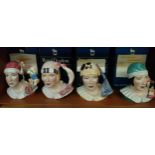 Set of 4 Art deco Kelvin Francis Toby lady jugs with Royal Doulton boxes