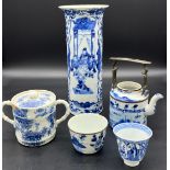 A Collection of Chinese blue and white porcelain wares. Kangxi Nian Zhi - "Kangxi Period Make"